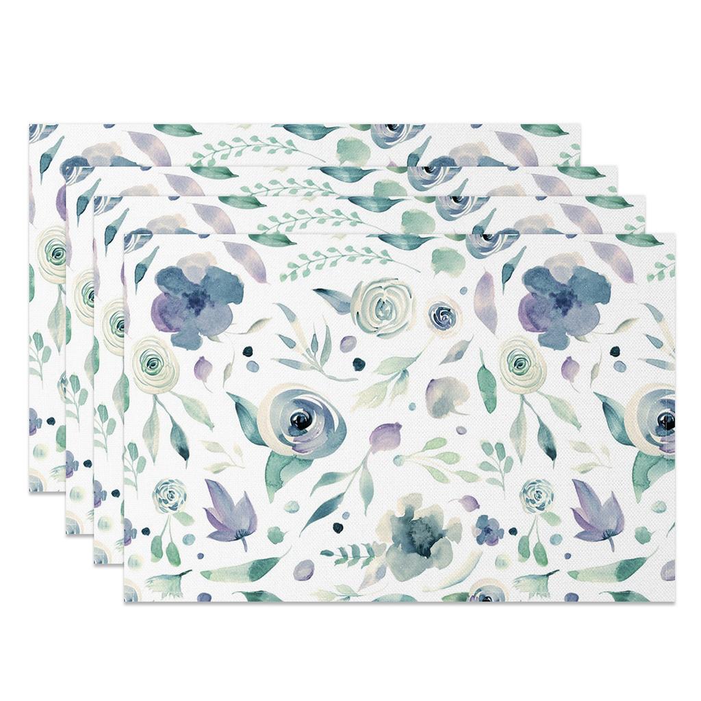Modern Minimalist Table Mats Fresh Leaf Branch Pattern Placemats Natural Style Waterproof HeatResistant for Dining Kitchen Decor
