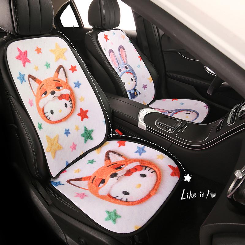 Cartoon Kitten Car Seat Cushion for All Seasons - Fits Volkswagen ID3, Lavida, Sagitar, Tiguan L, Tayron