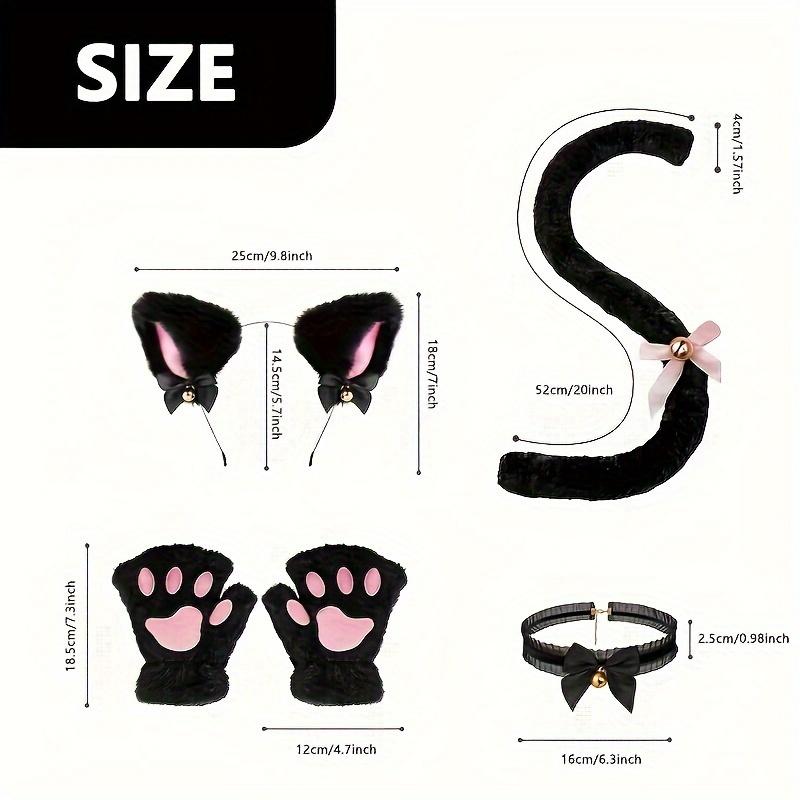 5Pcs Sets Cat Paw Gloves Winter Cute Cartoon Girl Open Finger Gloves Bell Headband Fox Cat Ear Headwear