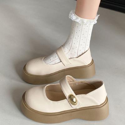 Mary Jane kleine leren schoenen dames nieuw voorjaar 2025 platform één pedaal met rok Franse twee draag enkele schoenen