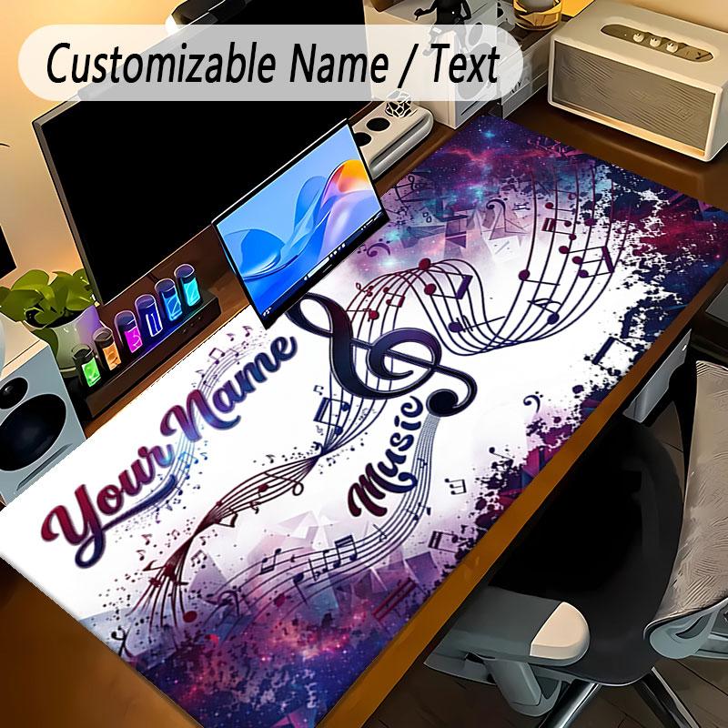 Music Theme Personalized Mouse Pad Custom Name Text Non Slip Desk Pad For Laptop Office Desktop