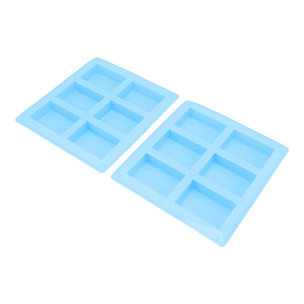 2Pcs Silicone Mold 6 Grids Heat Resistant Flexible Reusable Silicone Mold for Making Soaps Baking