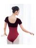 Ballet Dance Cotton & Velvet Short Sleeve Leotard for Gymnastics & Modern Dance
