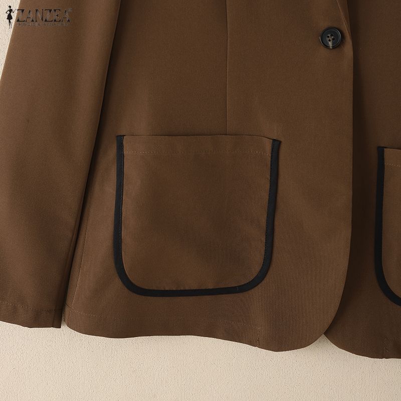 ZANZEA Women Notched Lapel Casual Long Sleeve Thin Cardigan Blazer