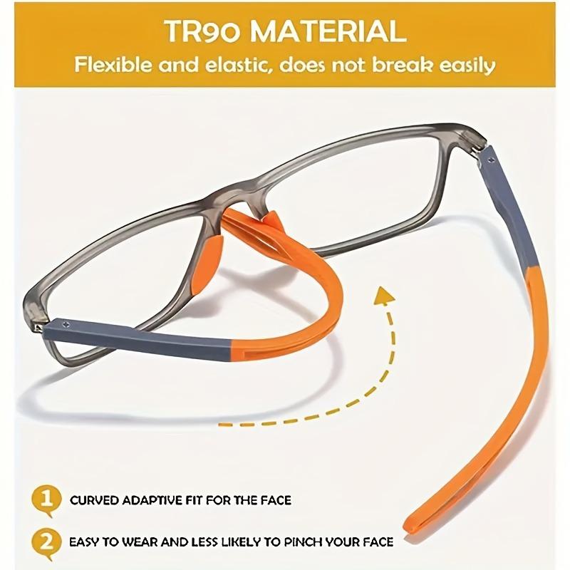 4pcs  Sports Style Reading Glasses for Men & Women - Retro Square Design Clear Lenses Anti-Blue Light Multiple Colors