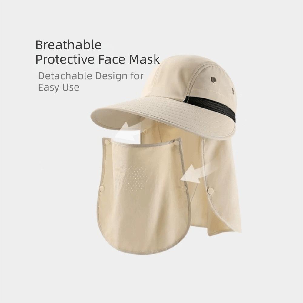 Waterproof Neck Flap Sun Hat Breathable UV Protection Cap Full Face Coverage Hat  Camping