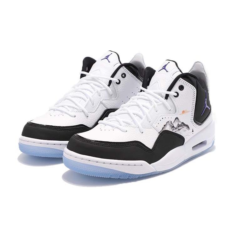 Jordan Courtside 23 Cushioning Slip Resistant Abrasion Resistant Low top Vintage Basketball Shoes Men's Black White AR1000-104(Team56-)