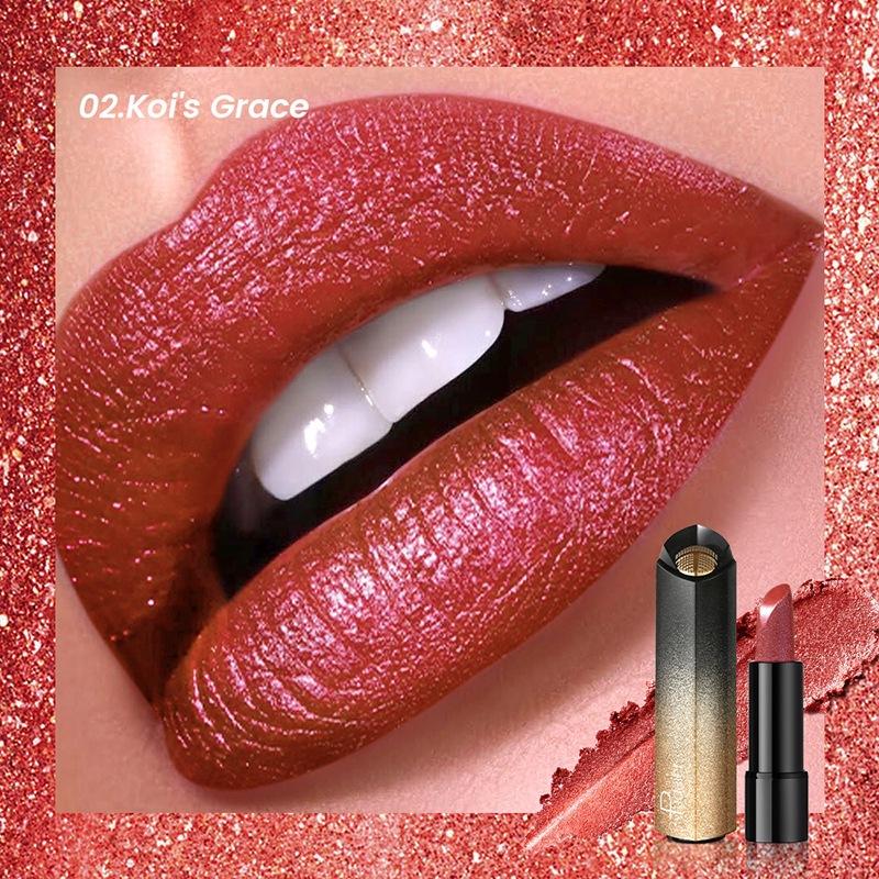 Diamond Pink Lipstick Shiny Pearl Sparkling Lip Gloss Makeup Pearlescent Red Sexy Metallic Glitter Lipstick Waterproof Cosmetics
