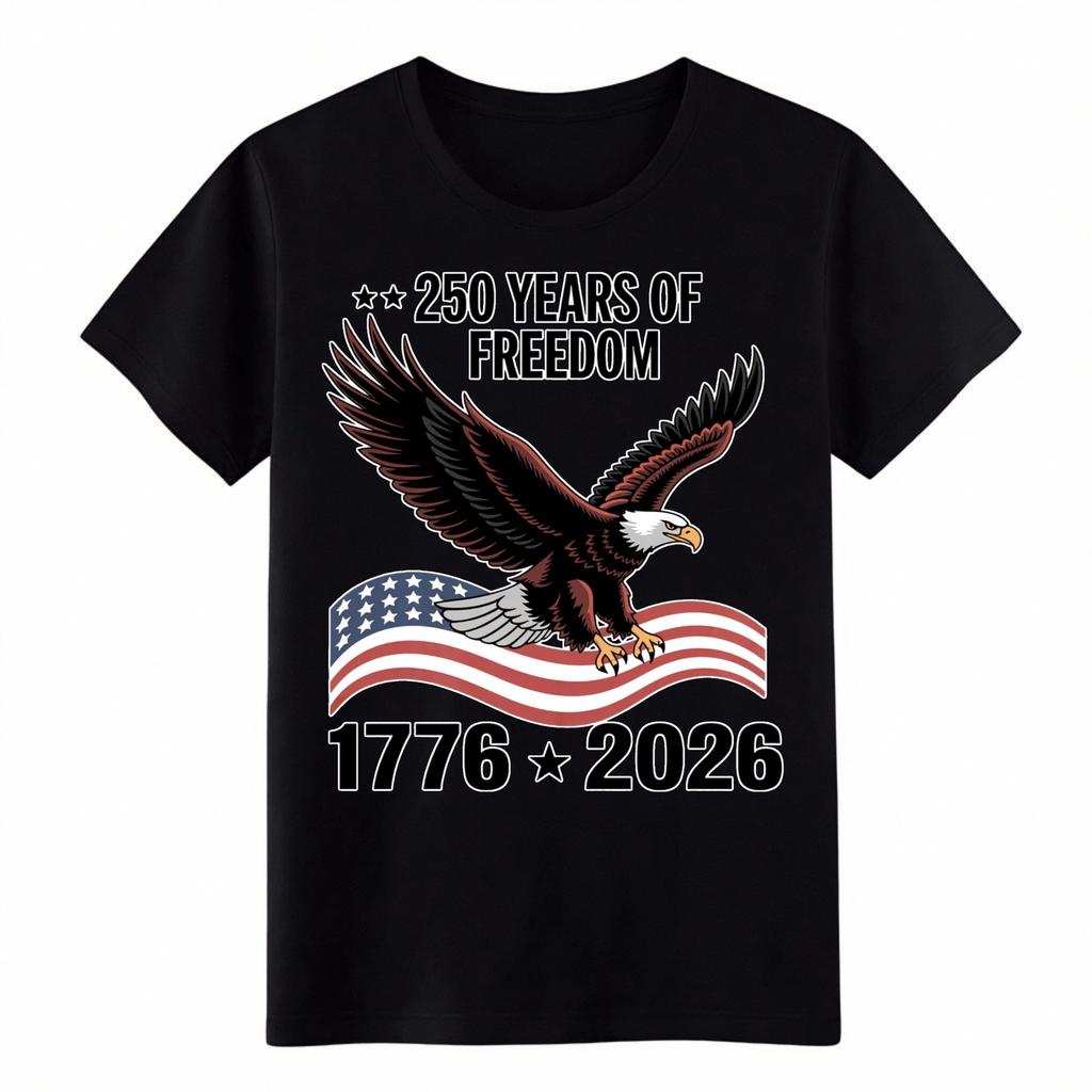 Unisex America 250 Years of Freedom T-Shirt 1776-2026 Eagle Flag Veteran Tee