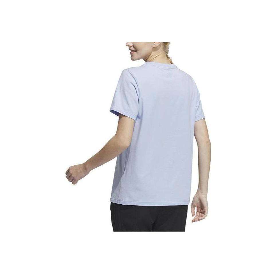 Adidas Logo Print Sports Training Short Sleeve T-Shirt Women Tops Purple IN2801