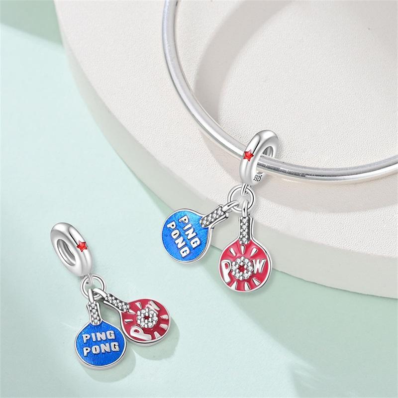 925 Sterling Silver Sports Series Pendants Golf Boxing Baseball Table Tennis Charms Beads Fit Bracelet DIY Jewelry Marking Gift