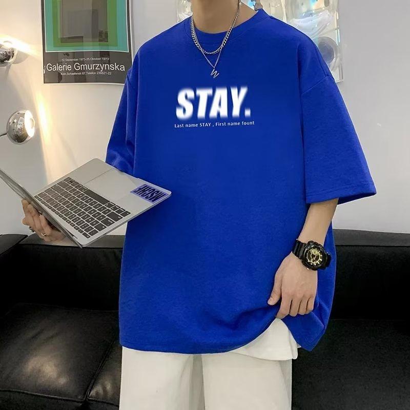 Pánská trička Letter Graphic Print Trička módní značky pro muže oversize trička Muži Oblečení Neformální Tričko Muž Letní Korejský Retro