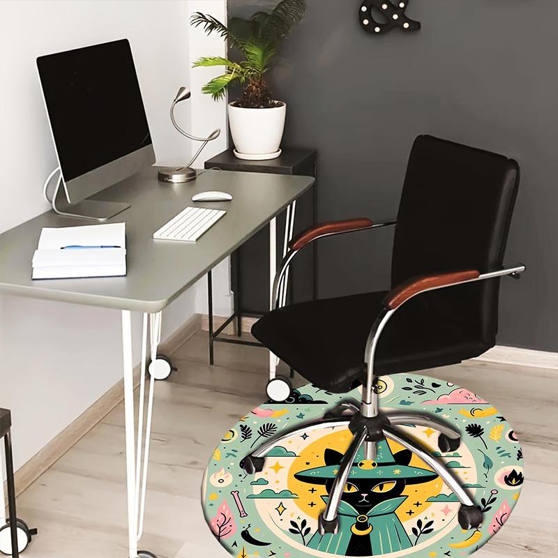 

1pc Office Carpet Chair Mats Witch Cat Mandala Perfect for Decorating Office Chairs, Living Rooms, Or Bedrooms 80cm