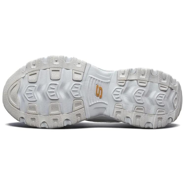 Skechers D'Lites 1.0 Small White Bear Gold Logo Breathable Low top Chunky Sneakers Men's White Gold (Unisex) Chunky Sneakers 52676 WGD