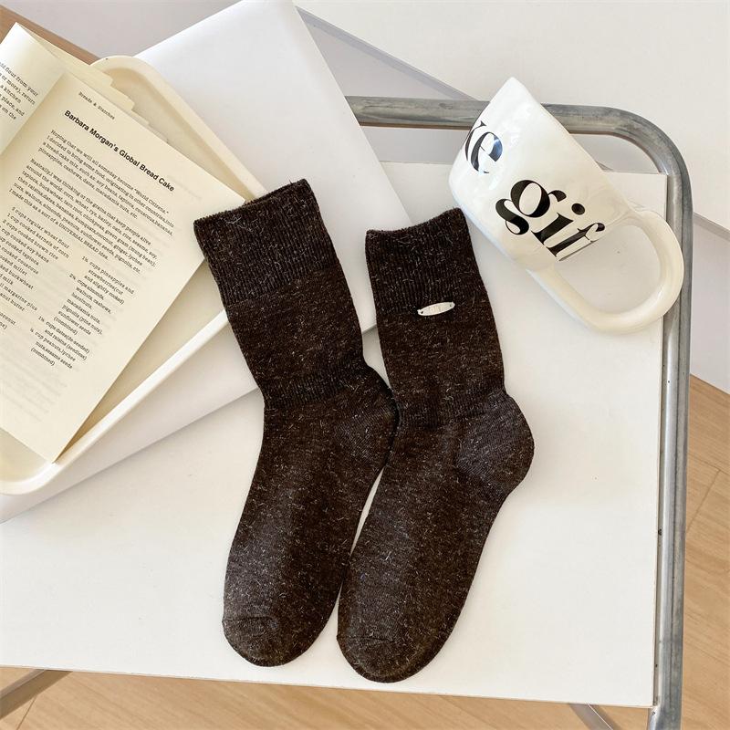

Женские носки до середины икры, Хлопковые носки, Универсальные махровые носки 1 pair кофейный
