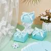 30sets Square Folding Paper Gift Boxes for Presents Candies Cookies Wrapping with Polyester Ribbon Sky Blue 9x9x5cm