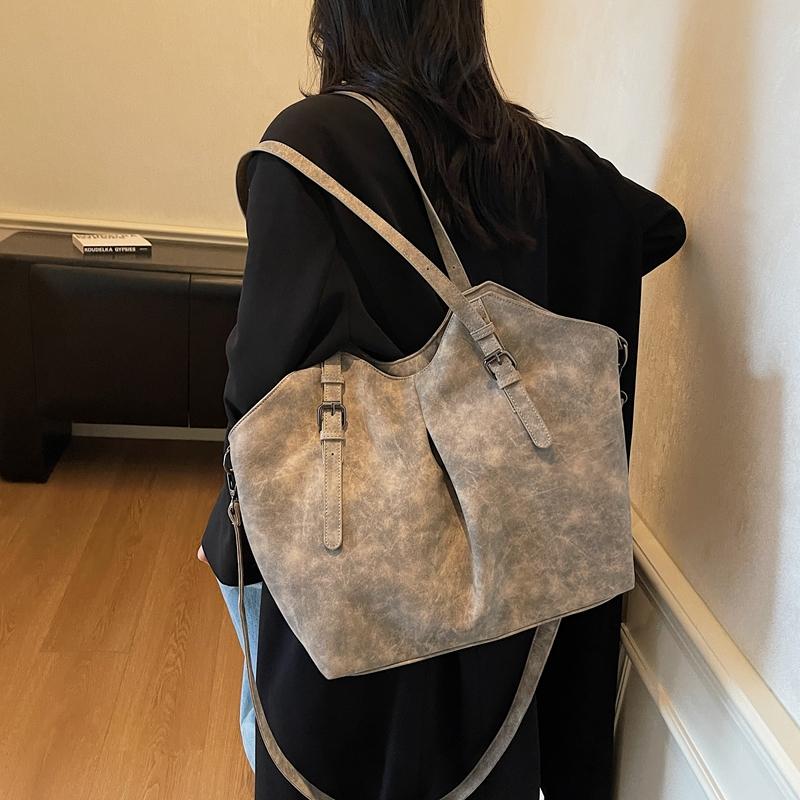 High Quality Women's Bag Urban Trend Style Shoulder Bag Matte Leather Adjustable Shoulder Bag Versatile Casual Large Capacity Commuter Zipper Handbag