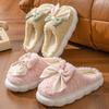 Fashion 2025 Winter Warm Fur Slippers for Women Cute Bow House Non Slip Soft Shoes Comfort Flat Heel Home Indoor Bedroom Plush Slippers