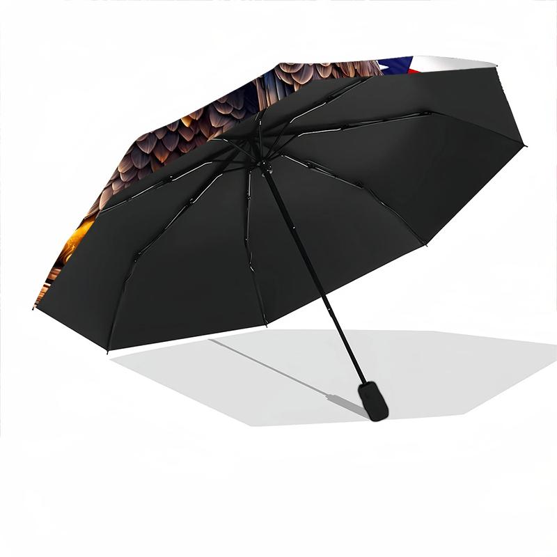 1pc American Bald Eagle Poster Umbrella Portable Folding Umbrella Iron Frame Hole Bone Structure Outdoor Home Umbrella