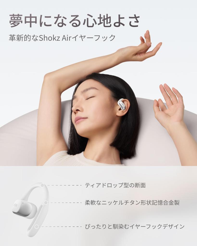 Shokz OpenFit Air Open Ear Headphones, Completely Earphones, Bluetooth5.2, IP54 Water Resistance, Fast Charging, Hands-free Calling, In 2024, White