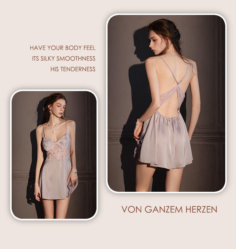 Damen Ice Silk Spitzen-Camisole & Morgenmantel Set – Sexy Zweiteiliger Pyjama