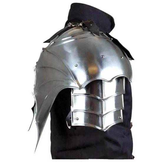 Medieval Shoulder Armor Pauldrons  Knight's Steel And Leather  LARP Pauldrons Gorget  Halloween Costume