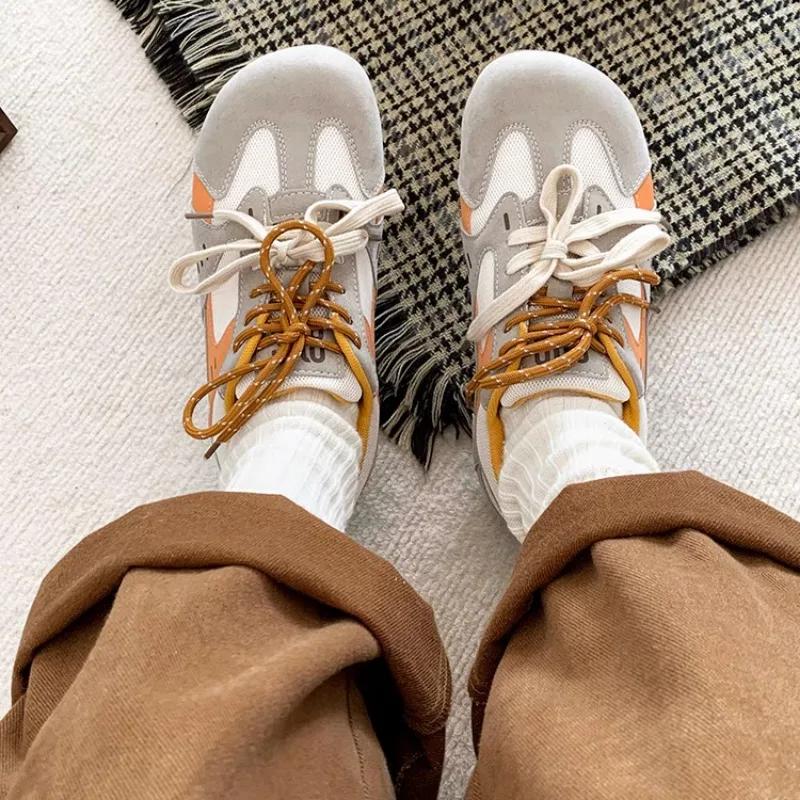 Ladies Shoes 2025 Mesh Women's Vulcanize Shoes Outdoor Casual Women Sneakers Mixed Colors Lace Up Low Heel Sport Shoes Ladies