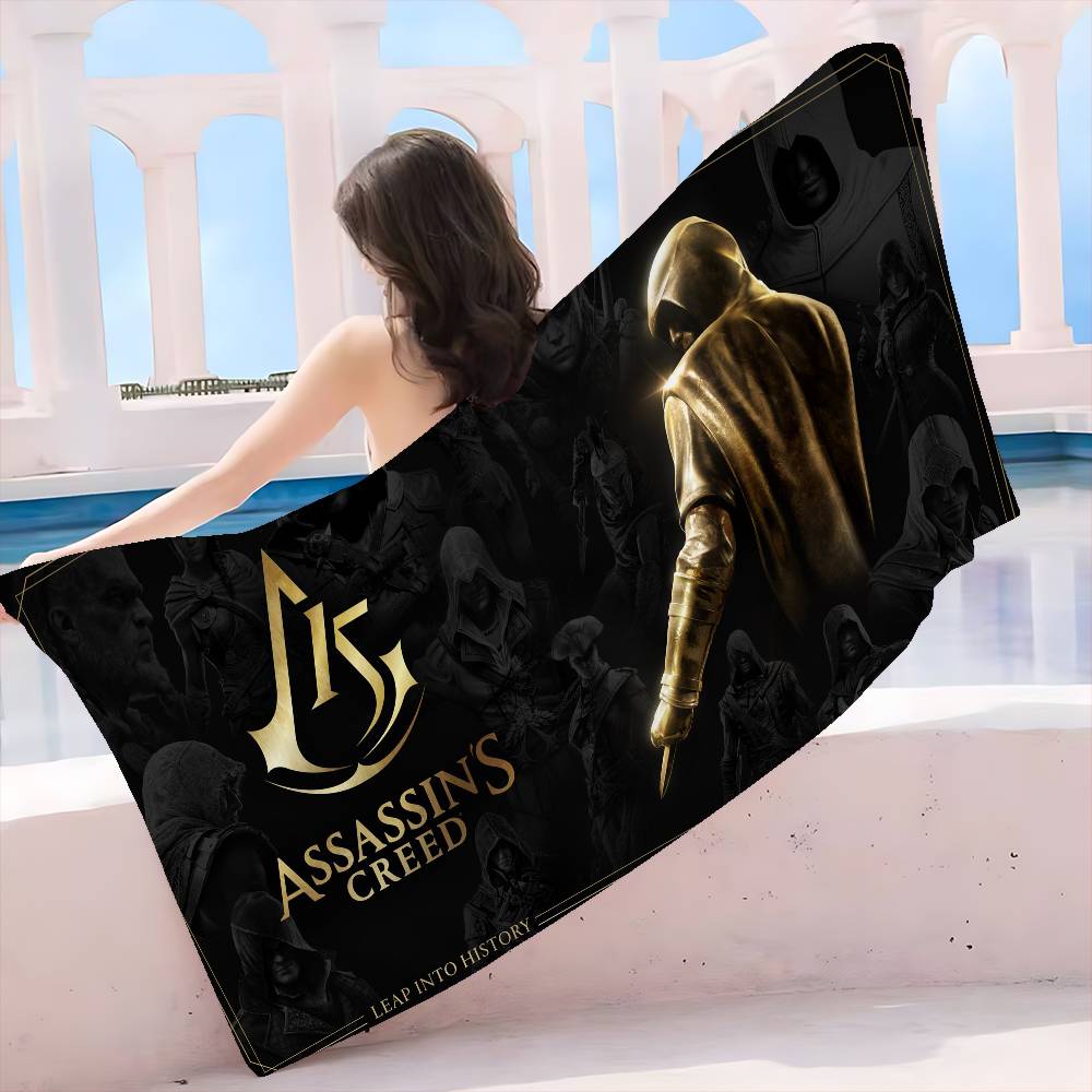 A-Assassin C-Creed Gaming Anime Strand Schwimmtuch Weiches Saugfähiges Waschlappen Kindergeschenke für Kinder Reise Camping Fitnessstudio