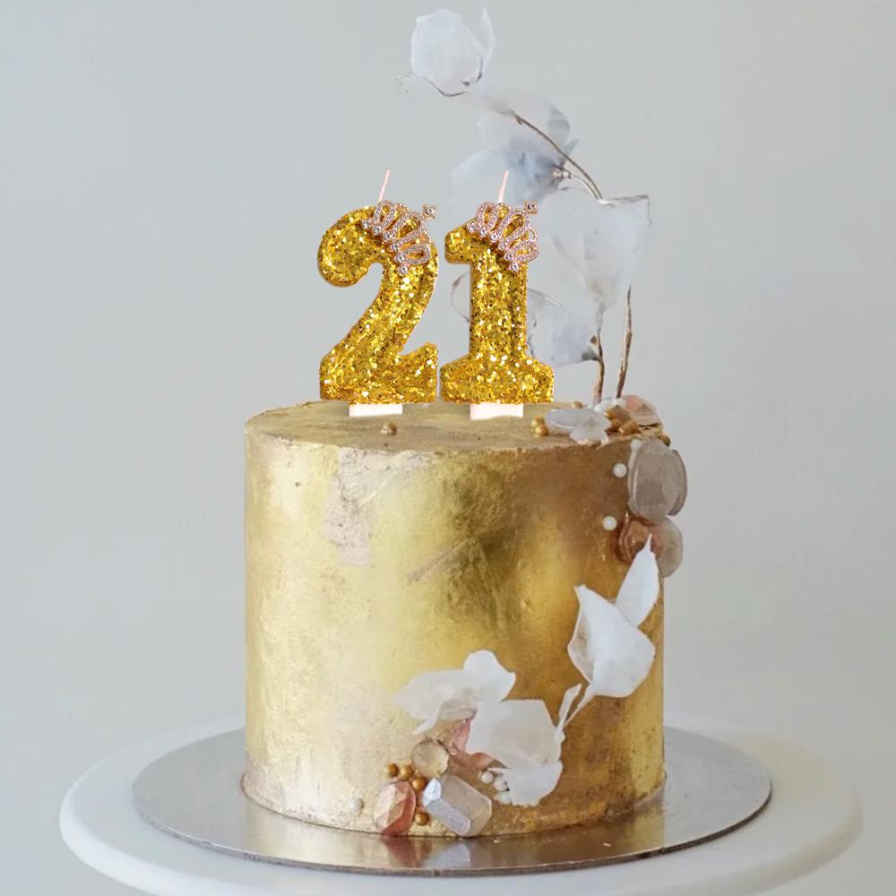 1pc Golden Crown Number 0-9 Cake Decor Candles for Birthday Wedding Anniversary Party DIY Cake Decoration Supplies