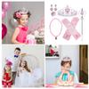 Princess Dress Up Accessories Set for Girls 6pcs Princess Costume Gloves Tiara Wand Necklace Earrings Bracelet Ring