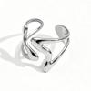 Silver Wave Leaf Adjustable Stainless Steel Ring Set (6 Pieces)