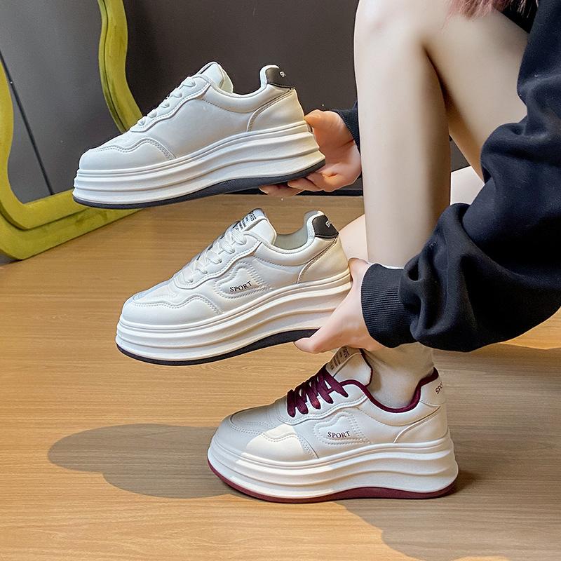 ins little white shoes new platform shoes women's 2025 spring student sports running shoes casual shoes platform height increase HB807