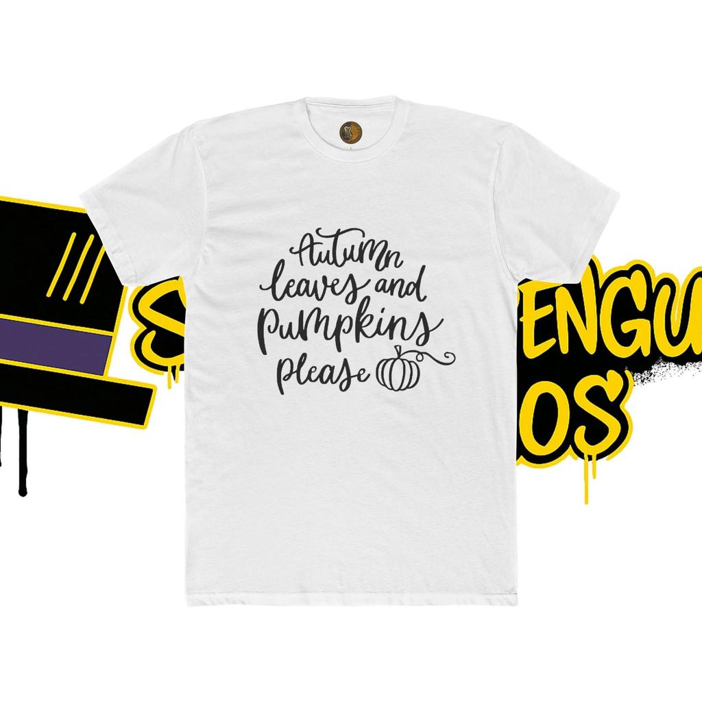 Autumn Leaves & Pumpkins Please Tee by Jenny Garcia Graphics