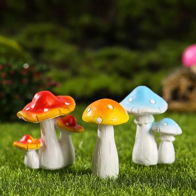 Desktop Ornament Realistic Looking Creative Shape Resin Mini Artificial Mushroom Statue Garden Figurine for Home