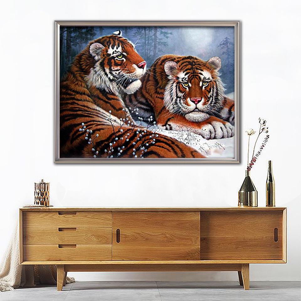 5D Diamond Painting Tiger Picture Of Rhinestones Diamond Embroidery Animals Diamond Mosaic Wall Decor