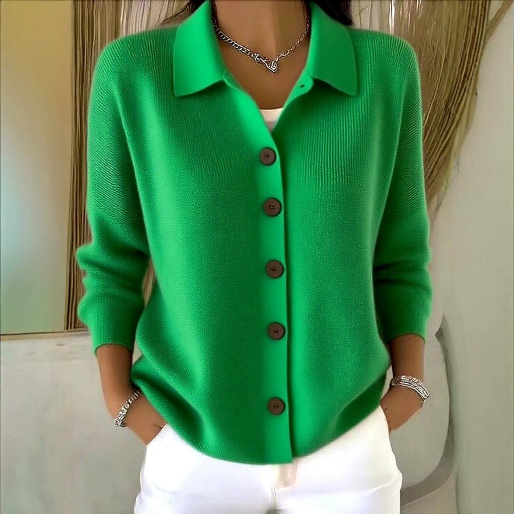 Women S Loose Knit Cardigan V Neck Long Sleeve Solid Color Outerwear