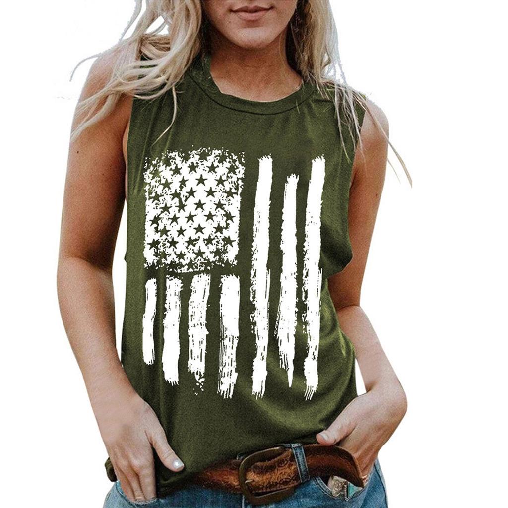 Independence Day Women's Fashion Casual Loose Round Neck Sleeveless Tank Tops