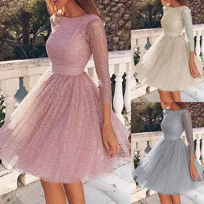 Női Sling Cross Esküvői Elegáns esti parti karcsú, hát nélküli csipkeruha