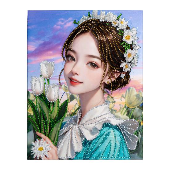 1 Σετ Ζωγραφική με Στρας DIY Κινούμενα Σχέδια Γλυκό Κορίτσι Λουλούδι Ζωγραφική με Στρας Κιτ Τέχνης Διακόσμηση Σπιτιού