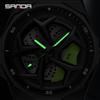 SANDA Men's Waterproof Luminous Polygonal Quartz Watch with 3D Rotating Dial and Silicone Band