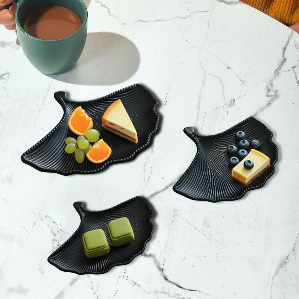 3 Pieces Ginkgo Leaf Dessert Plate Party Display Plate Rustic Decorative Tableware Luxury Decorative Snack Dish for Fall Harvest