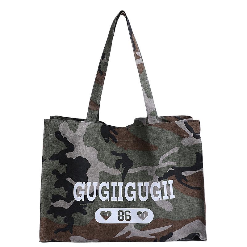 Camouflage denim canvas bag women's new fashion large-capacity tote bag casual versatile underarm shoulder bag