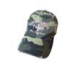 Niche vintage-style cross-embroidered camouflage baseball cap for women, versatile streetwear soft-top hat