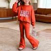 Kids Printed Long Sleeve Neck Top and Pants Set, Casual Loose Fit Outfit for Boys Girls