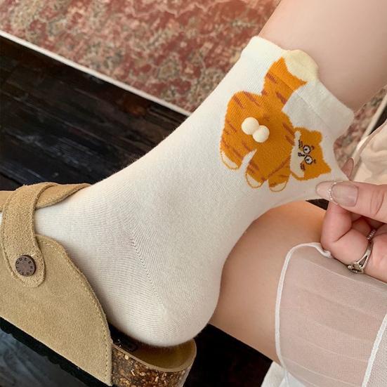 2 Pairs Cat Socks with 3D Balls Funny Cartoon Cat Socks Casual Crew Socks Christmas Birthday Gifts for Cat Lovers Men Women