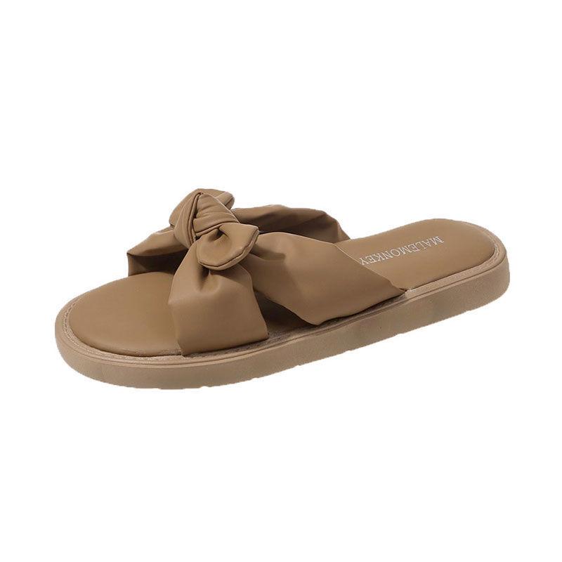 Bow slippers women's summer new ins super fire thin bottom beach sandals fashion versatile skirt