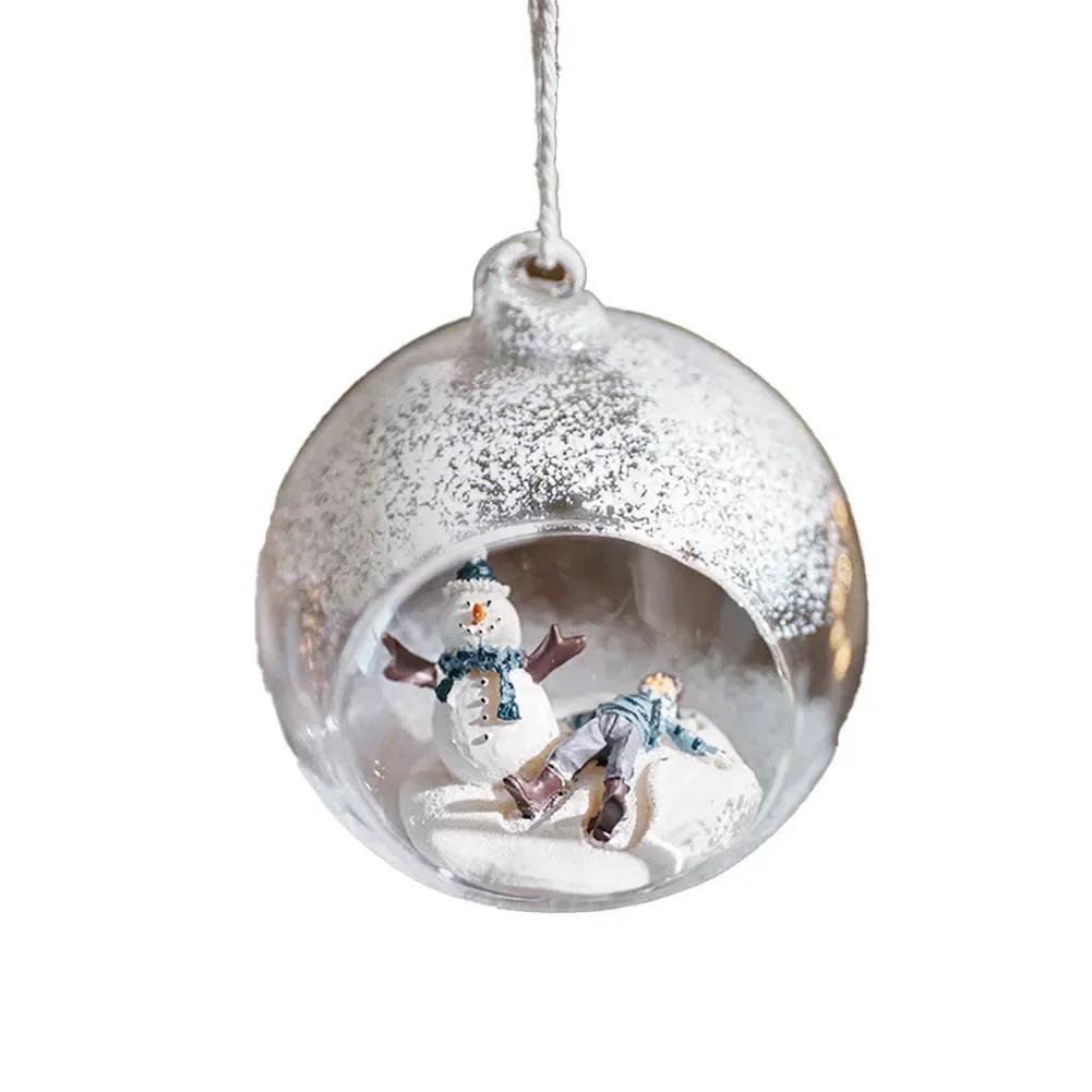 Weihnachtskugeln aus Glas Transparent Klein Anhänger Szenenkugel Weihnachtsschmuck Weihnachtsdekorationen Adornos De Navidad Zuhause