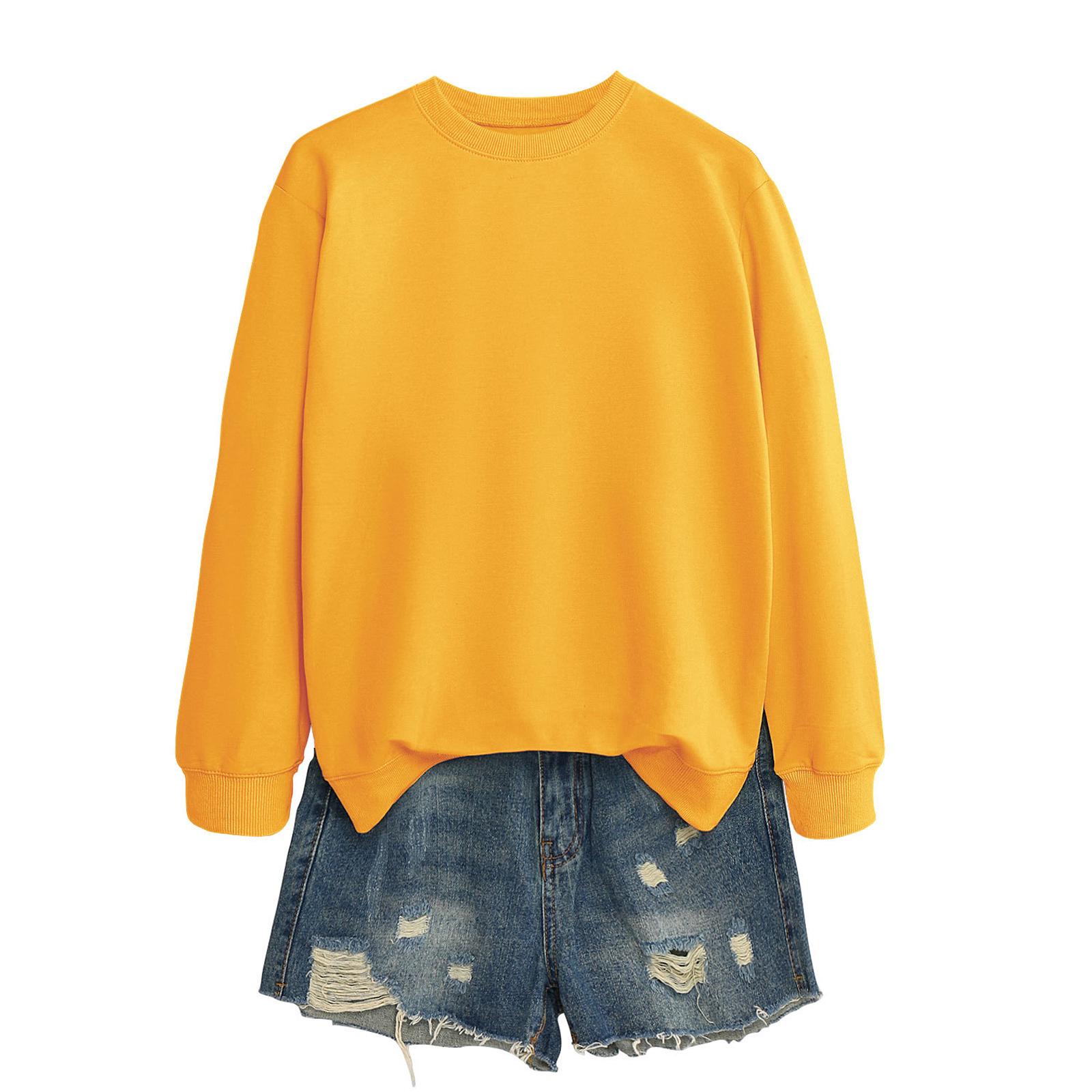 

Толстовка с круглым вырезом для женщин, осенние графические толстовки для отпуска с длинным рукавом и заниженной линией плеч XL жёлтый