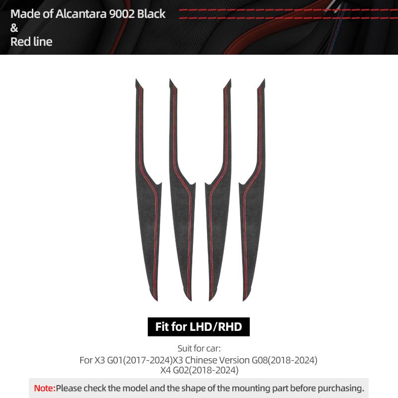 For BMW X3 G01 G08  X4 G02 Made of Alcantara Car Interior Door Panel Trim Strips Performance Stickers 4pcs Tuning Accessories