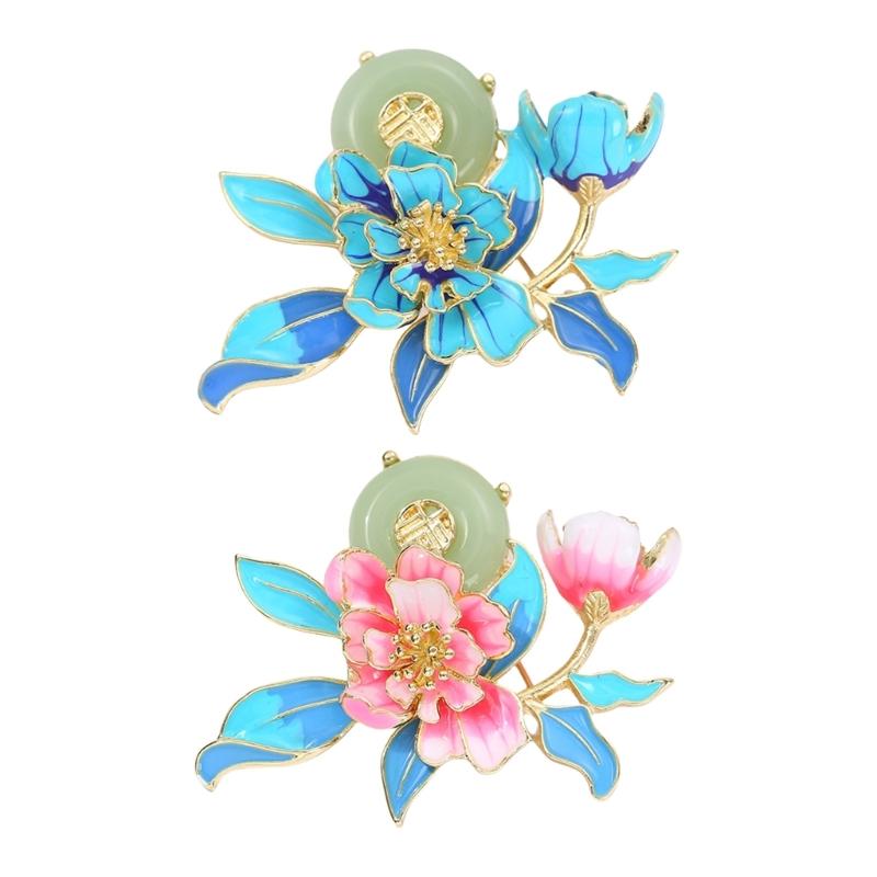 Delicate Women's Peony Brooch Pin with Enamel Finish and Pearls Accent Adds Elegant Charm to Any Stylish Look Styles